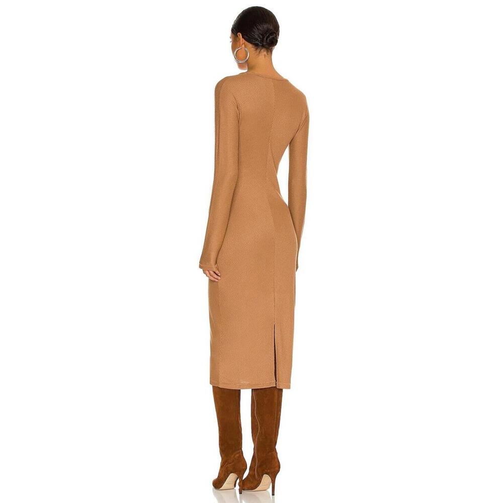 New rag & bone the Knit Rib Bias Midi Dress In Camel Size XL Retail $375 - Picture 3 of 9